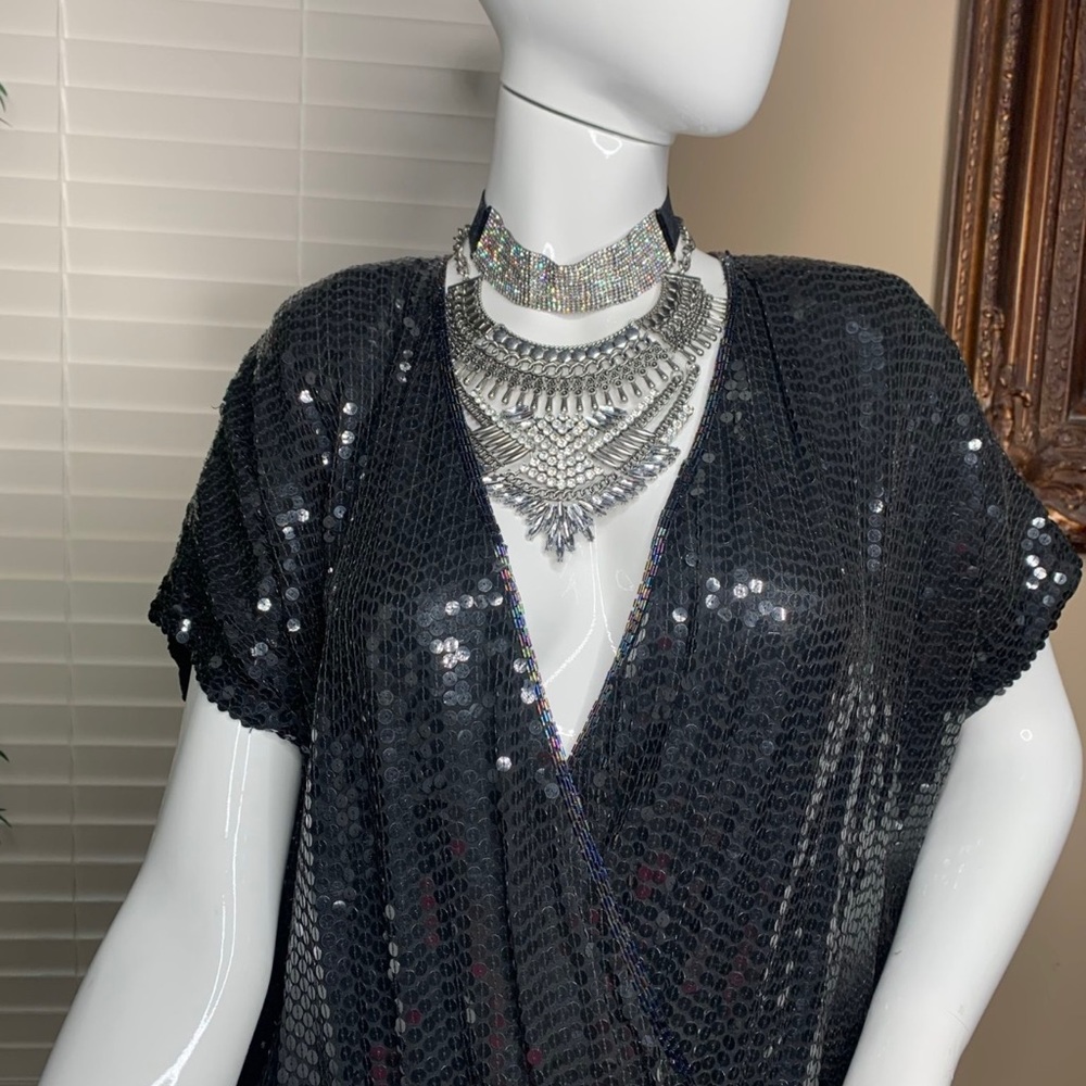 Black Sequence Dress 1920’s Style Size 8 - Picture 16 of 16